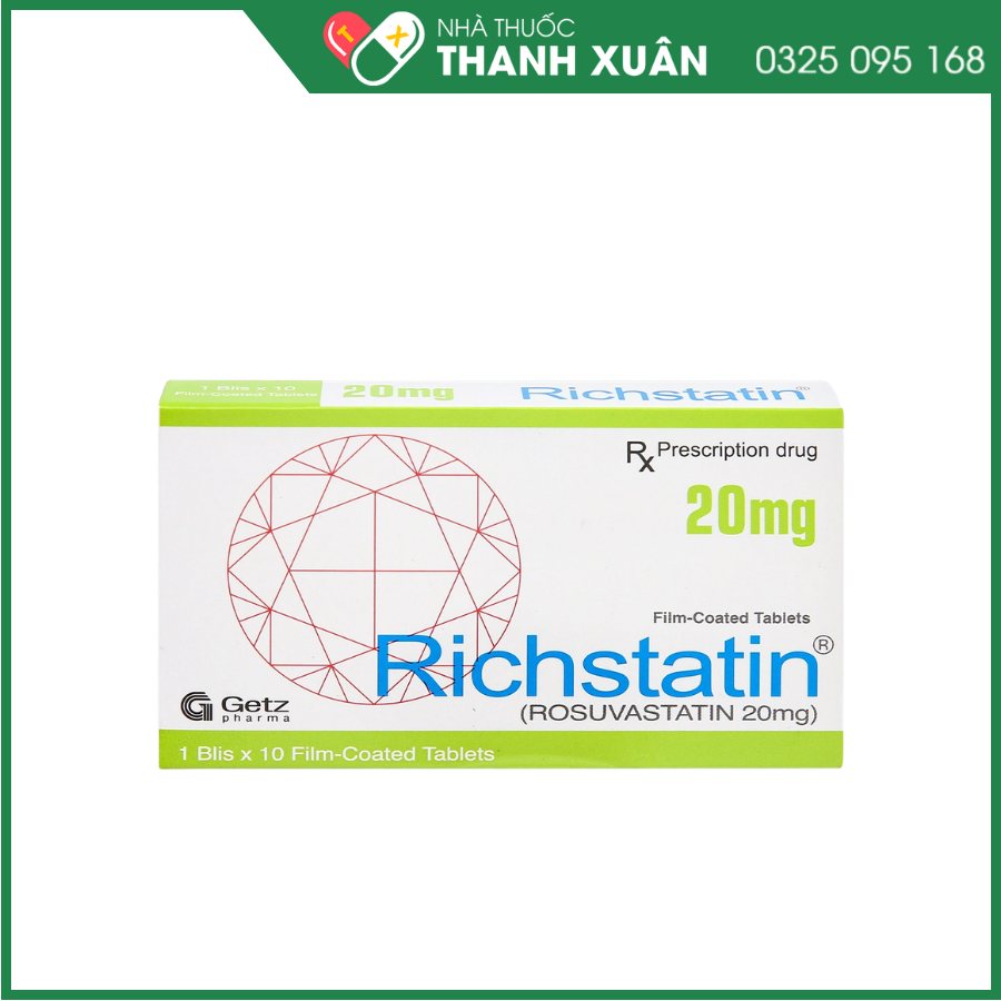 Richstatin 20mg giảm nồng độ cholesterol toàn phần